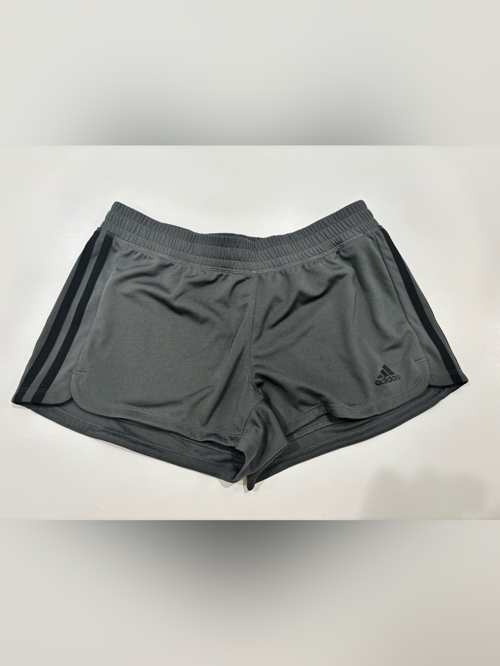 adidas Women's Dark Gray Athletic Shorts with Black Stripes